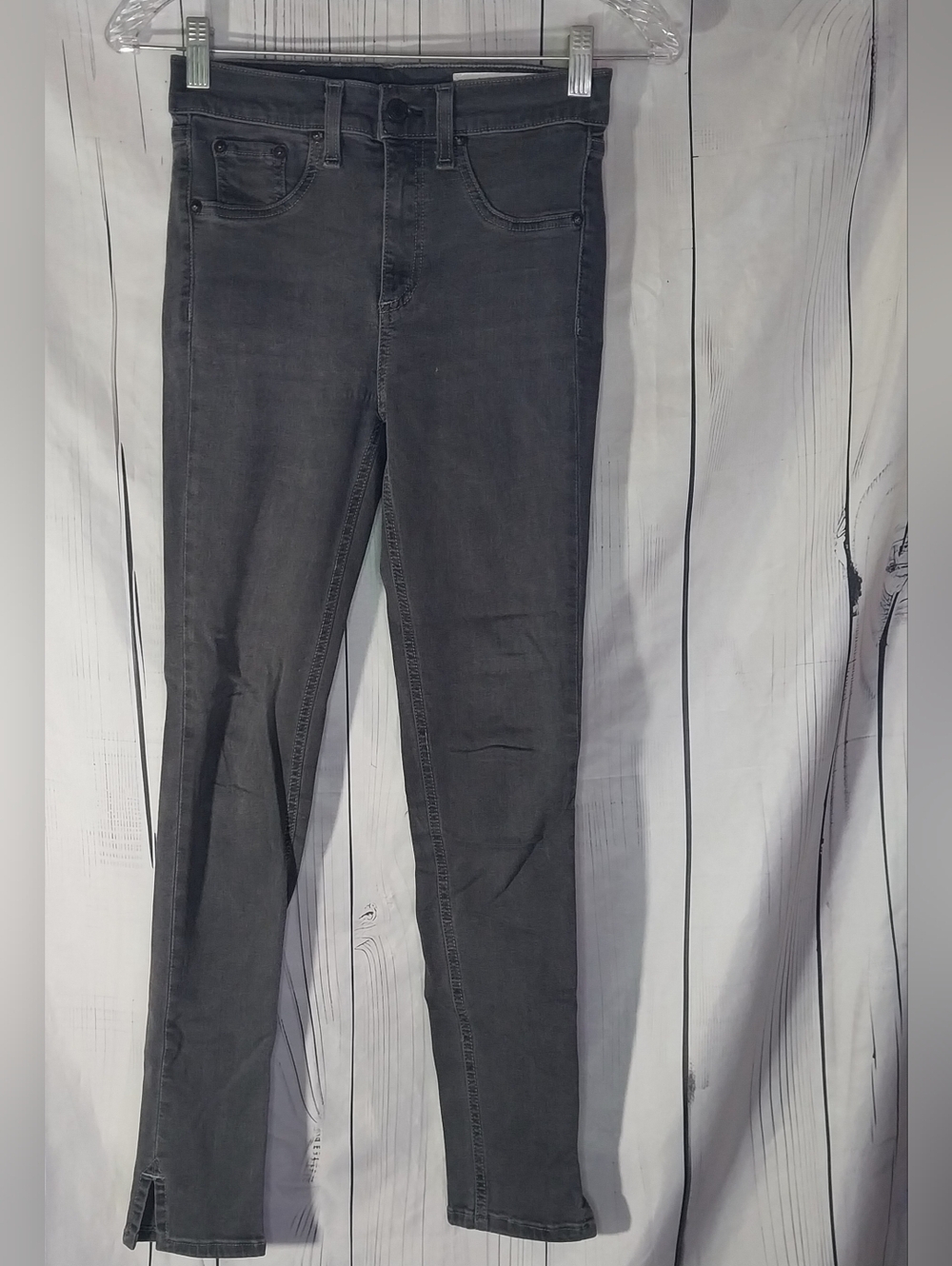 Rag & Bone High-Rise Ankle Skinny Minimalist Edgy Faded Black Jeans Split Hem